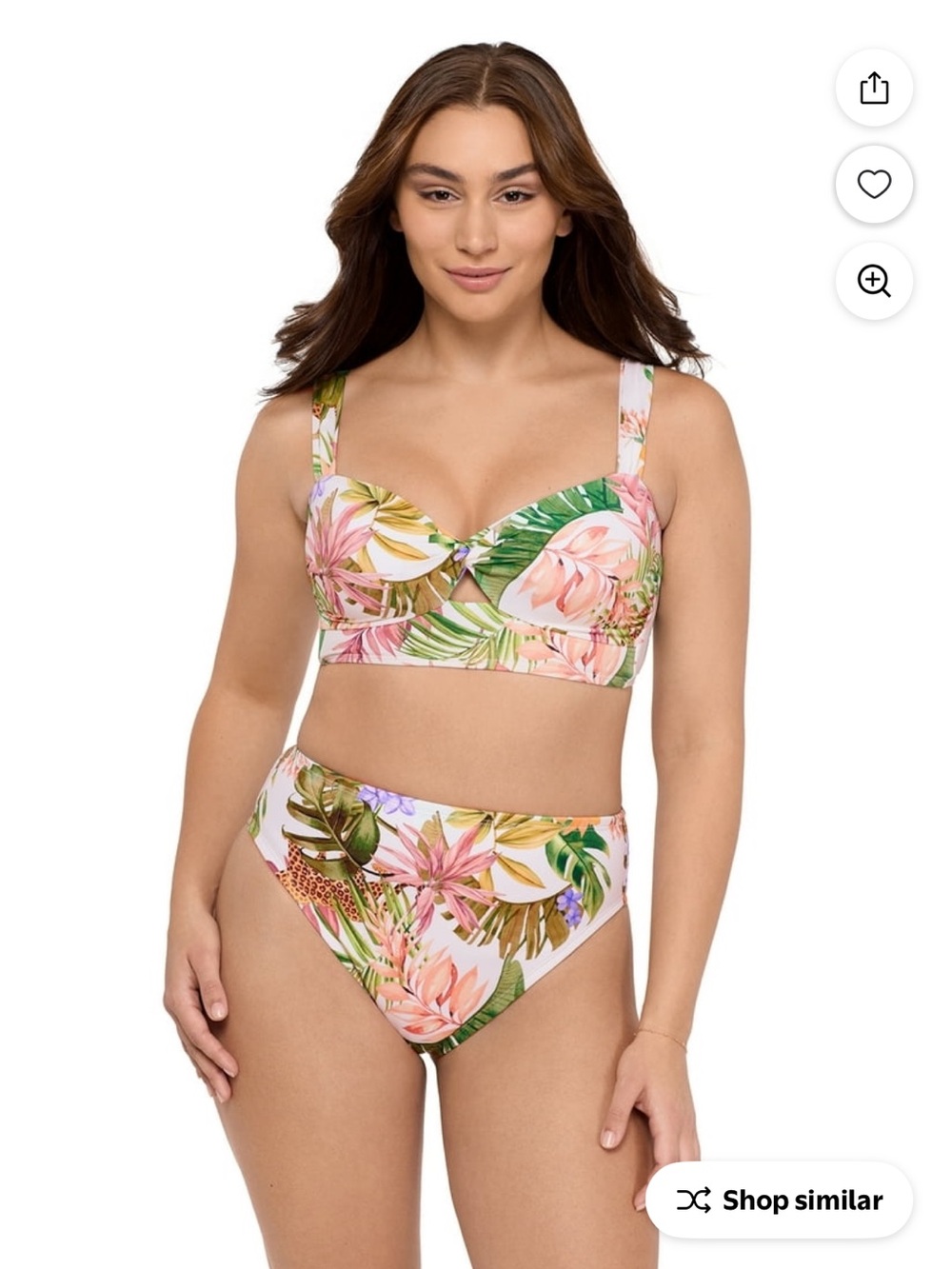 sofia by sofia vergara Pink and Green Tropical Floral High-Waist Bikini Set